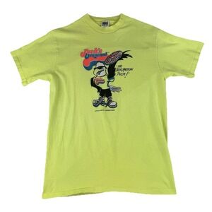 Vtg Jack's Original‎ Pizza T-Shirt Anvil One Size Single Stitch USA Yellow